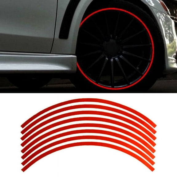 Reflective 16 Strip Car Rim Wheel Tape Sticker Decal Stripe For 18inch Wheel Hub