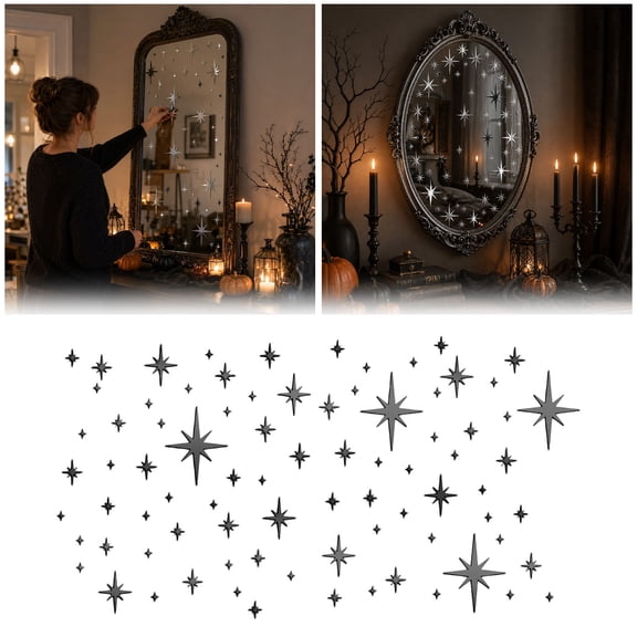 Reflective 82PCS Acrylic Star Wall Decals Removable 3D Sticker Art Versatile Home Decor for Bedroom Living Room Ceiling