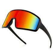 Reflective 90s Retro Visor Men Womens Black UV400 Protection Shield Rainbow Mirror Cycling Sports 80s Baseball Glasses for Youth Kids Teens