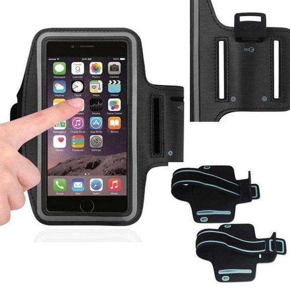 Reflective Adjustable Black Armband Case with Key Holder is compatible with Samsung Galaxy s23 Plus, S22 Plus, S21 Plus with a any cover on