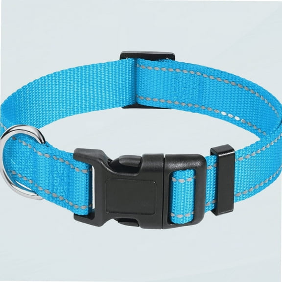 Reflective Adjustable Dog Collars for Puppy Small Medium Large Dogs, Thin Nylon Webbing and Quick Release Plastic Buckle(Aqua Blue,XSmall)