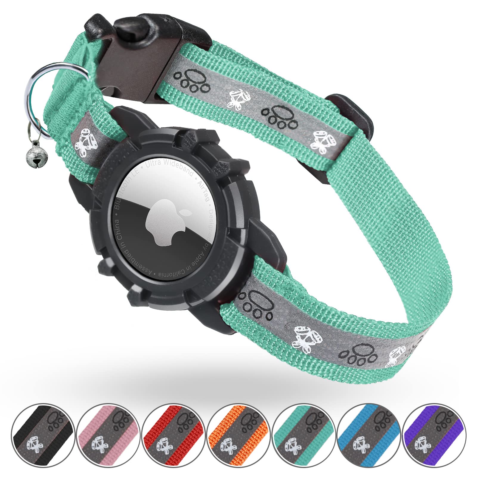 Reflective AirTag Cat Collar, FEEYAR Integrated GPS Cat Collar with Air