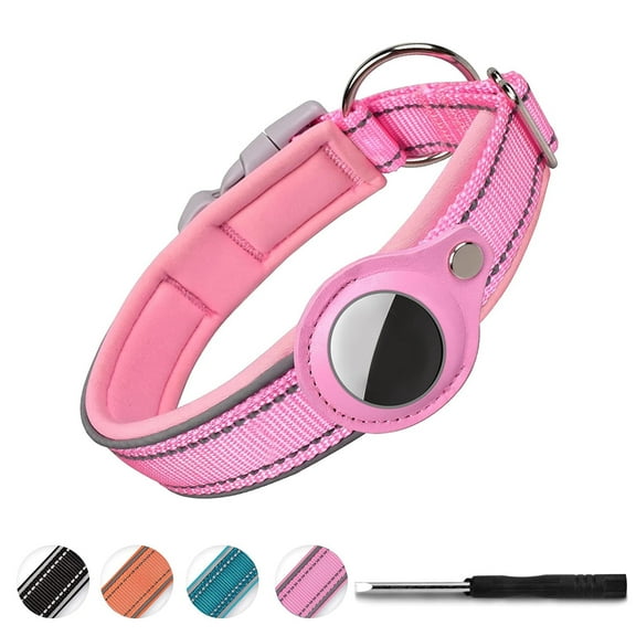 Reflective AirTag Dog Collar,Padded for Apple Air Tag  Adjustable Dog Collar with AirTag Holder Case for Heavy Duty Small Medium Large Dogs