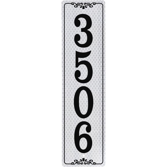 Reflective Aluminum Address Plaque, Vertical House Number Sign for Mailbox, Yard Post, Driveway with Screws, 15.5" x 4", White