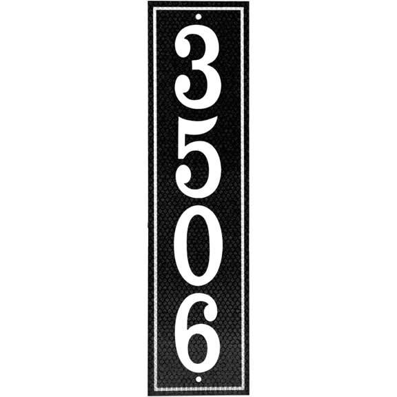 Reflective Aluminum Address Plaque with Vertical House Numbers for Mailbox, Yard Post, Driveway - Weatherproof, 15.5" x 4", Black
