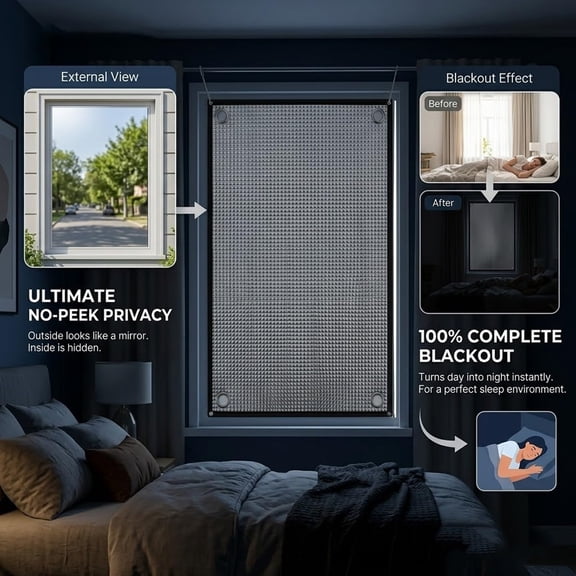 Reflective Aluminum Foil Window Film, Privacy Anti-Glare Thermal Sunshade Film, Double-Sided Blackout Cover for Sliding Glass Door, Sunroom, Rv, Skylight