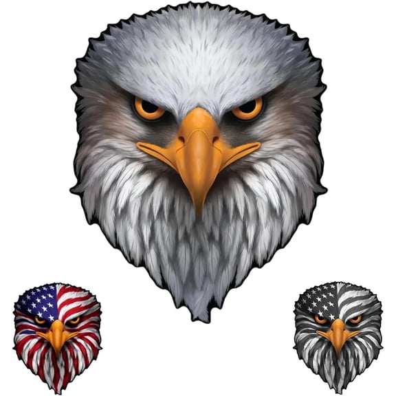 Reflective American Flag Bald Eagle Decal, Waterproof Vinyl Sticker for Car Truck Window & Bumper, Patriotic Vehicle Graphic (Multiple Sizes & Designs)