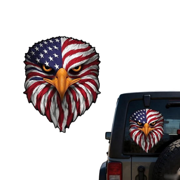 Reflective American Flag Eagle Decal for Trucks, High-Visibility Bald Eagle Head Window Sticker for Tailgates, Cars, and Laptops, 4x5 Inch