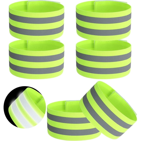 Reflective Bands, 6 count Reflective Arm Bands for Runners Adjustable Straps for Arm, Wrist, Ankle, and , High-Visibility Safety Bracelets for Running, Walking, and Cycling