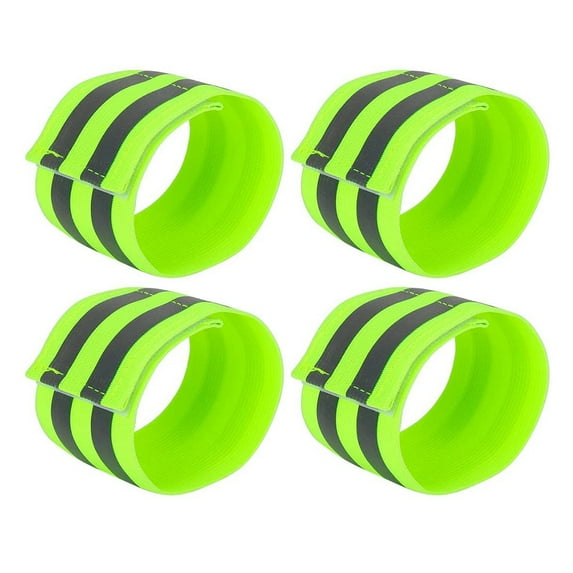 Reflective Bands for Arm, Ankle, Leg and Wrist. High Visibility Reflective Gear for Running, Night Walking and Cycling. Safety Reflector Straps. Very Large Reflective Surface Area - Green