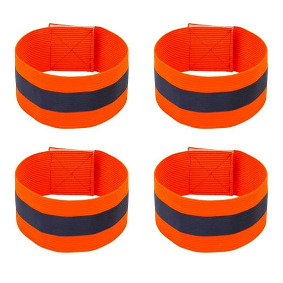 Reflective Bands for Arm, Ankle, Leg and Wrist. High Visibility Reflective Gear for Running, Night Walking and Cycling. Safety Reflector Straps. Very Large Reflective Surface Area - Orange