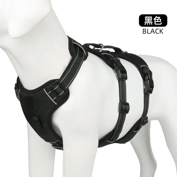 Reflective Big Dog Harness Adjustable Pet Chest Harness Explosionproof for Labrador Harnesses Small Large Dogs Traction Supplies (Black,S)