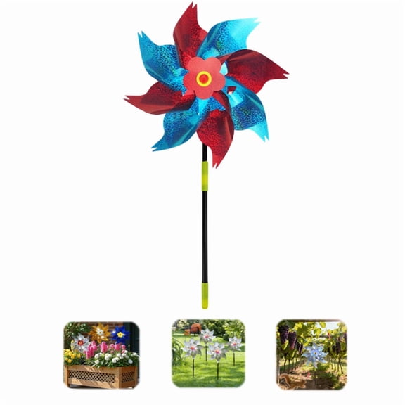 Reflective Bird Deterrent Pinwheels for Yard and Garden Decor, Extra Sparkly Wind Spinners to Scare Birds Away from Patio Farm Orchard, Effective Woodpecker Repellent and Scaring Device