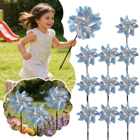 Reflective Bird Deterrent Wind Spinner 8-Blade Garden Stake Outdoor Scarecrow for Patio Yard Lawn Orchard Farm Vegetable Garden Protection Rotating Spinner