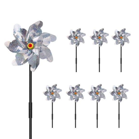 Reflective Bird Deterrent Wind Spinners Bird Driving Windmill Reflective Bird Proof Device Holographic Garden Scare Devices for Balcony, Orchard & Lawn Protection