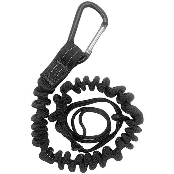 Reflective Black Heavy Duty Tool Lanyard, 54.3 in / 138 cm High Strength Polyester Extendable Drop-Prevention Tool Tether, Elastic Shock Absorption Tool Lanyard for Safety, Prevent Tools Dropping