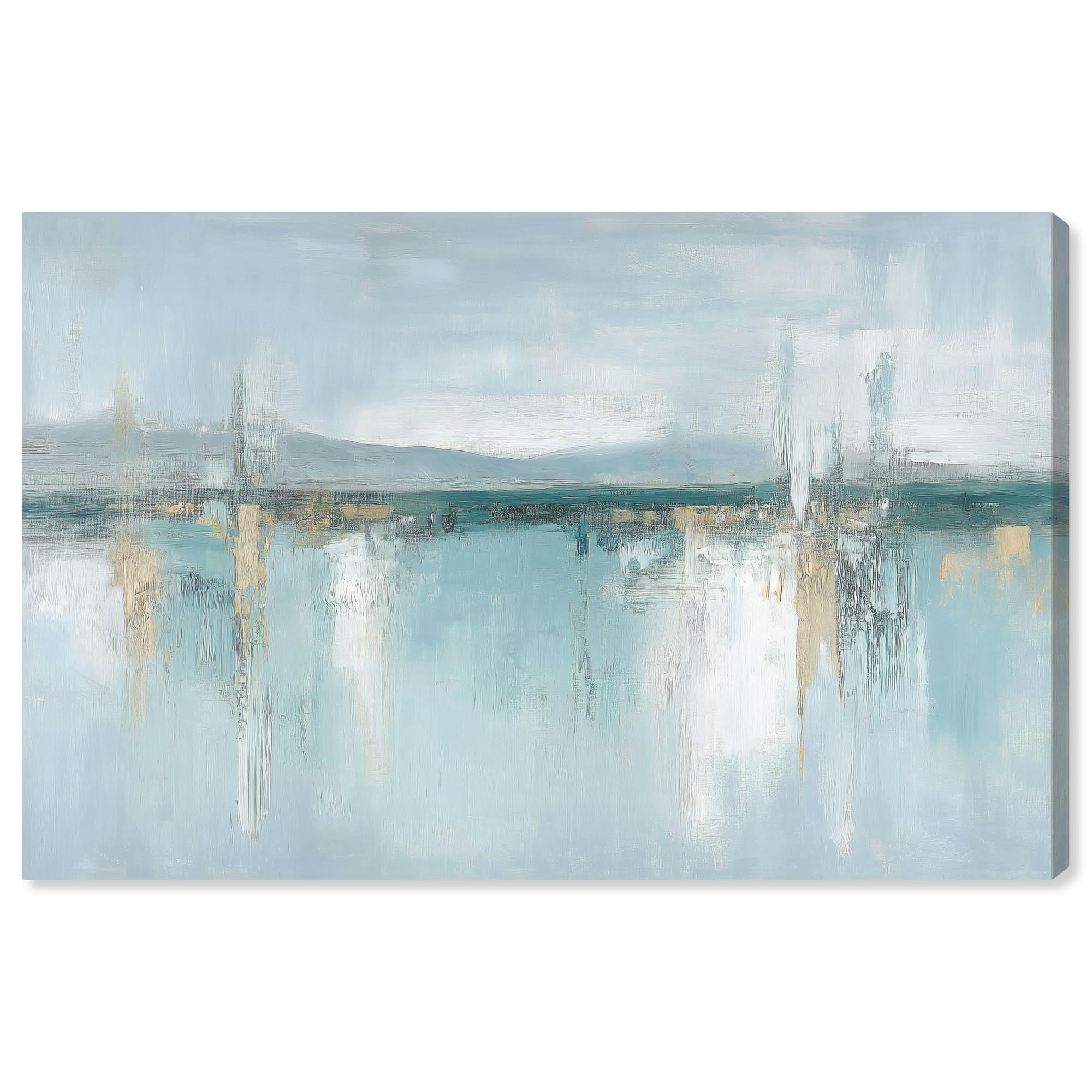 Reflective Blue Calm Abstract Gallery Wrapped Canvas Art, 15" x 10"