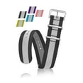 thumbnail image 1 of Reflective Bracelet Strap - Replacement Watchband or Wrist Band - Ballistic Nylon NATO Strap with Removable Stainless Steel Buckle - 22mm- Black, 1 of 1
