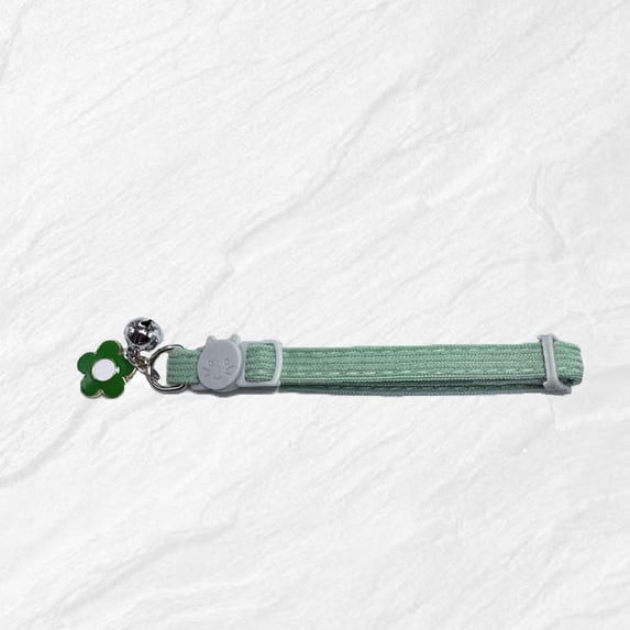 Reflective Breakaway Cat Collar with Bell Silver Flower Charm Adjustable Small Collar for Cats and Small Dogs Colorful Light Green Pet Collar for Daily Wear and Photo Shoots