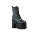 thumbnail image 1 of Reflective Brogue Spiked Women's Festival Rave Combat Ankle Boots in Multi, 1 of 4