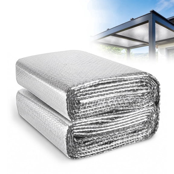 Reflective Bubble Insulation, 23.6 in x 10 ft 3 mm Reflective Insulation Roll, Double-Sided Foil Bubble Barrier with Tape, Silver