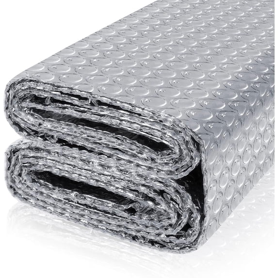 Reflective Bubble Insulation Sheet, Double Side Aluminum Foil Bubble Shield, Aluminum Foil Thermal Insulation Radiant Barrier for Windows, RV, Roof, Garage Door (23.6IN X 6.56FT)