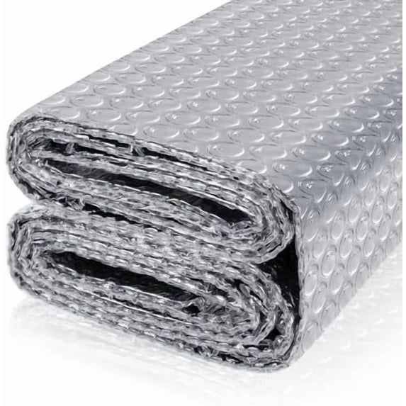 Reflective Bubble Insulation Sheet, Double Side Aluminum Foil Bubble Shield, Aluminum Foil Thermal Insulation Radiant Barrier for Windows, RV, Roof, Garage Door (23.6IN X 20FT)