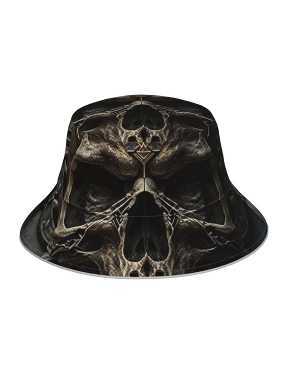 Reflective Bucket Hat Breathable Sun Hats Outdoor Summer Cap , Cool Skull Head Gothic Death
