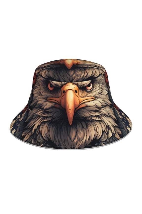 Reflective Bucket Hat Sun Hats Outdoor Travel Beach Packable Cap , American Flag United States Navy Eagle
