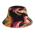 thumbnail image 1 of Reflective Bucket Hat Sun Hats Outdoor Travel Beach Packable Cap , Dinosaur Dino Art, 1 of 5
