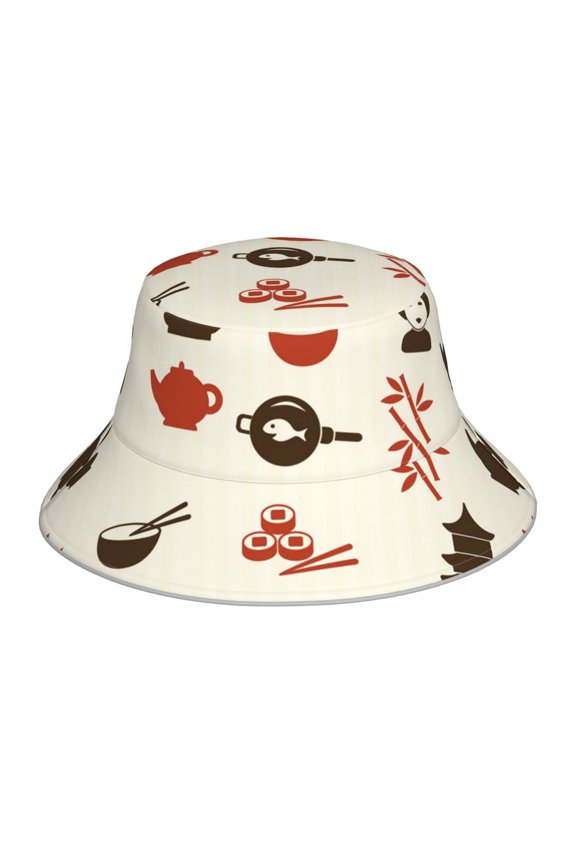 Reflective Bucket Hat Sun Hats Outdoor Travel Beach Packable Cap , Japanese Culture Japan
