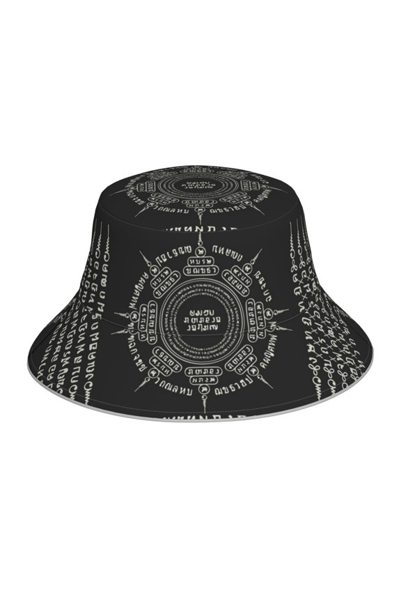 Reflective Bucket Hat Sun Hats Outdoor Travel Beach Packable Cap , Muay Thai Sacred Symbol