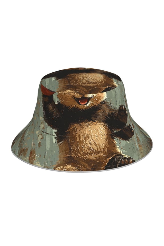 Reflective Bucket Hat Sun Hats Outdoor Travel Beach Packable Cap , Panda Playing Basketball Funny