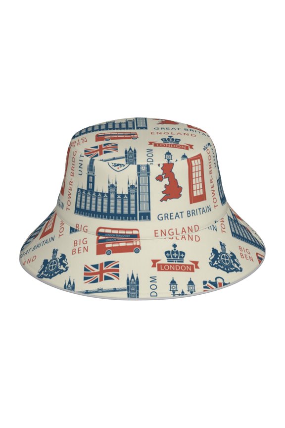 Reflective Bucket Hat Sun Hats Outdoor Travel Beach Packable Cap , UK London British England