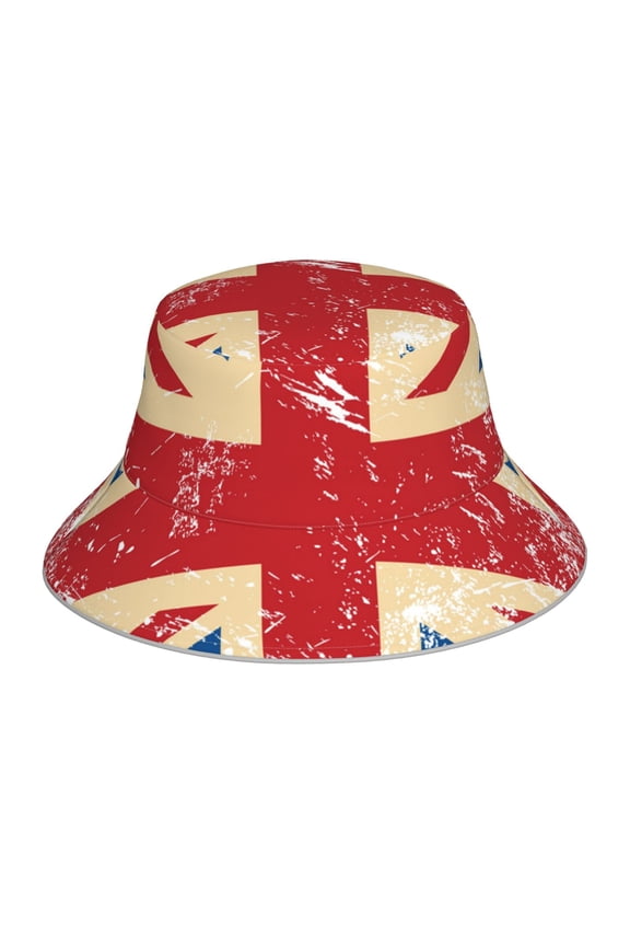 Reflective Bucket Hat Sun Hats Outdoor Travel Beach Packable Cap , Union Jack Uk Flag Retro