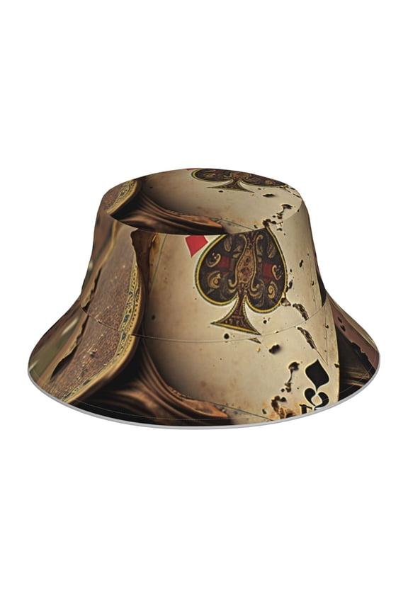 Reflective Bucket Hat Sun Hats Outdoor Travel Beach Packable Cap , Vintage Poker Cards Burning