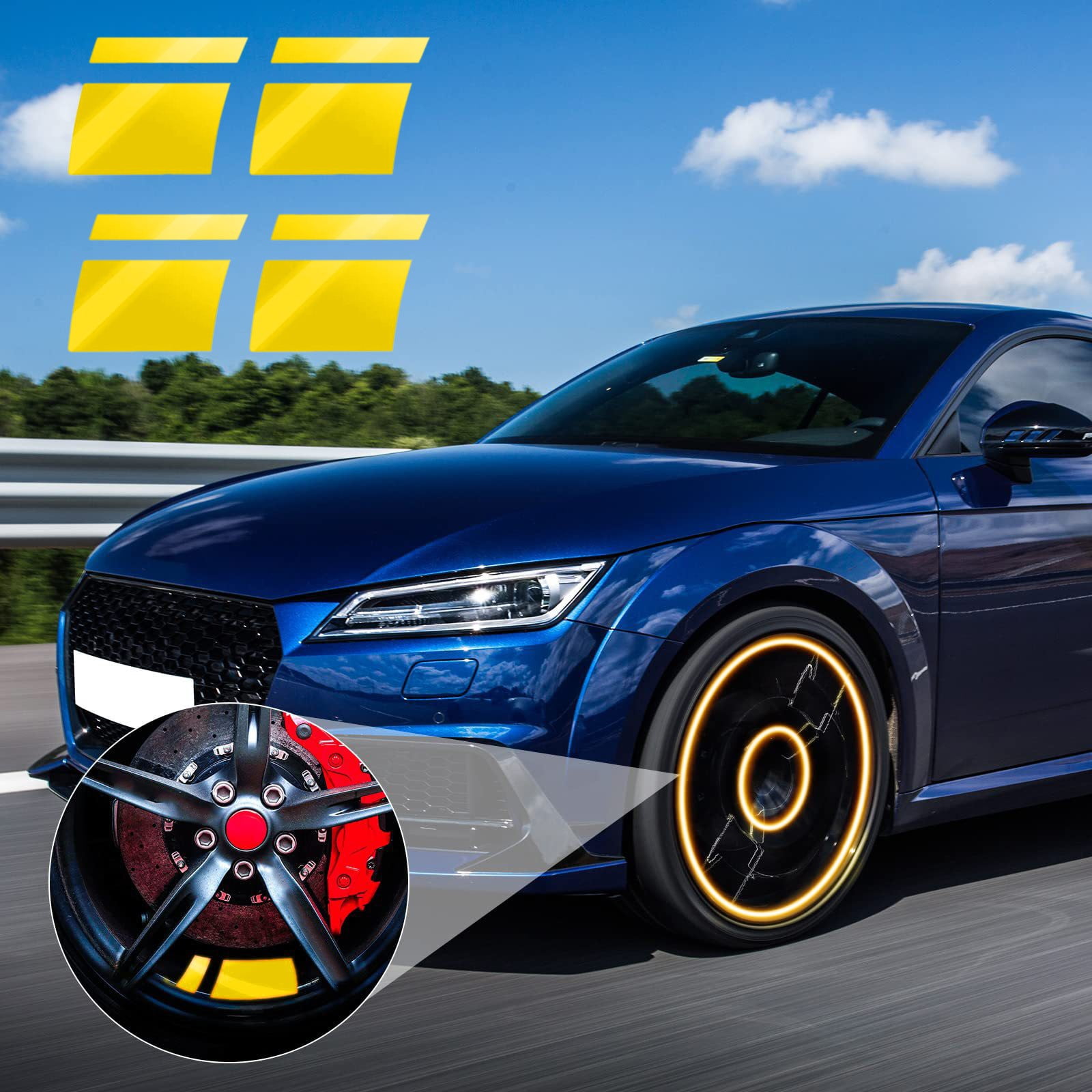 Reflective Car Sticker Strip for Wheel Hub and Mirror, Self-Adhesive ...