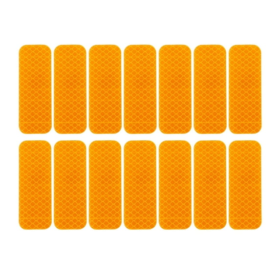 Reflective Car Stickers Vehicle Safety Warning Signs 14pcs 3x8cm Reflective Warning Strip Tape Car Bumper Reflective Strips Secure Reflector Decals Yellow