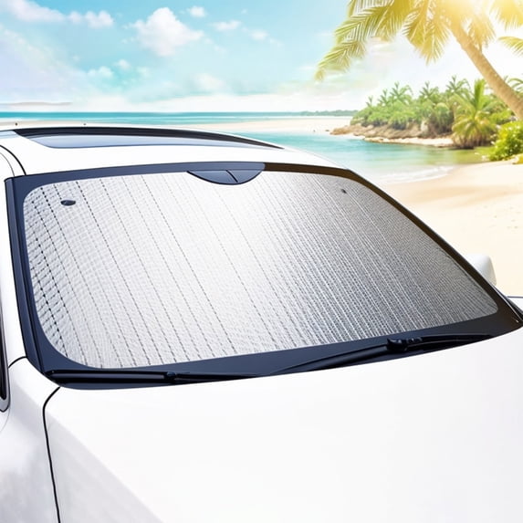 Reflective Car Sunshade for Windshield, Aluminum UV Heat Shield – Blocks Sunlight, Keeps Interior Cool, Folds Compact with Suction Cups, Universal Fit for Front Window Sun Visor