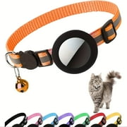 Reflective Cat Collar with Air Tag Holder & Loud Bells - 0.4" Wide Lightweight Nylon, Quick-Release Safety Clasp, Striped Design for Night Visibility, Durable Metal Clip, Kitten Collar