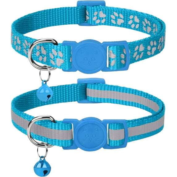 Reflective Cat Collar Breakaway with Bells, 2 Pack Girl Boy Pet Cat Collar Adjustable
