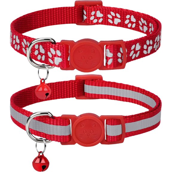Reflective Cat Collar Breakaway with Bells, 2 Pack Girl Boy Pet Cat Collar Adjustable