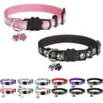 thumbnail image 1 of Reflective Cat Collars Breakaway for Big Cats/Adult Cats Boys and Girls with Bell and Charm, 3/5" Width Safety Buckle Nylon Kitten Collar, 2 Pack Adjustable Soft Cute Pet Collar for Summer, 1 of 5