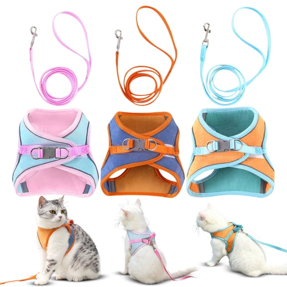 Reflective Cat Harness & Leash Set - Escape-Proof Soft Mesh Vest Style Adjustable Walking Jacket for Kittens & Small Pet Dogs,Safety Gear
