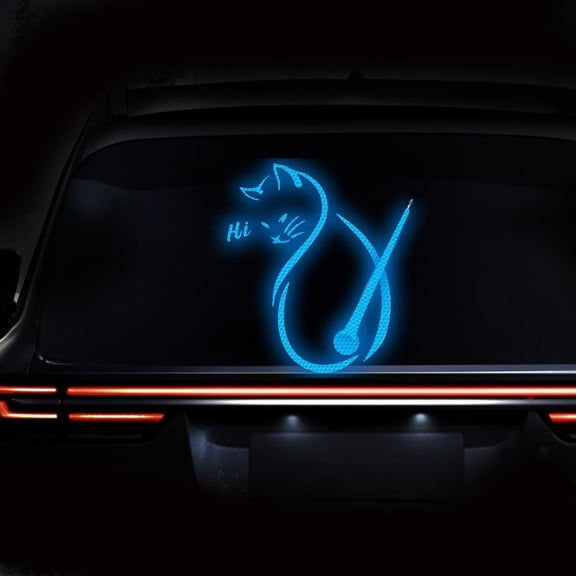 Reflective Cat Rear Wiper Sticker, Waterproof Moving Tail Decal for Cars and SUVs (Blue)