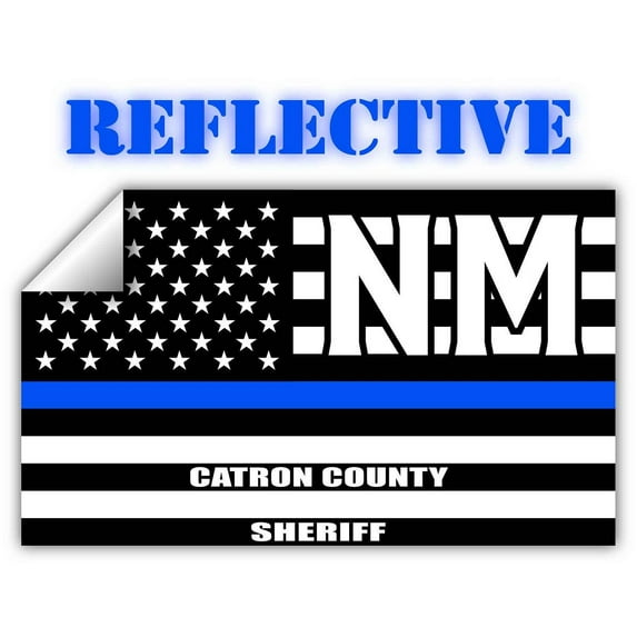 Reflective Catron County New Mexico NM Thin Blue Line Stealthy Old Glory USA Flag | Honoring Law Enforcement Officers Sheriffs | County State Decal Bumper Sticker 3M Vinyl 3" x 5"