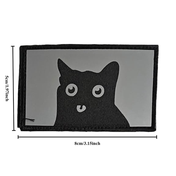 Reflective Cute Cat Morale Patch - Velcro Badge for Backpack, Hat, and Vest