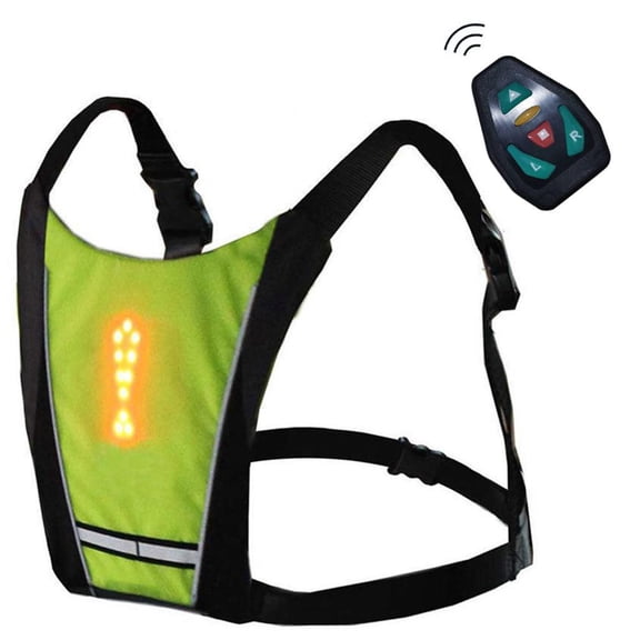 Reflective Cycling Vest with Rechargeable LED Direction Indicator Remote Control for Men Women Outdoor Night Running Cycling Jogging Sarapandan