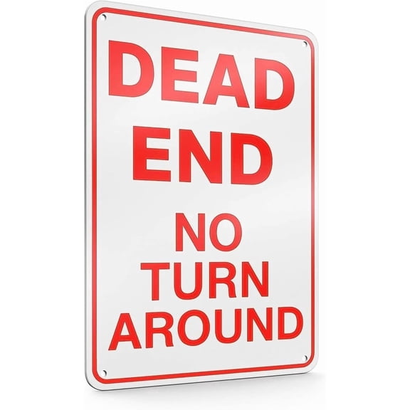 Reflective Dead End Aluminum Sign, No Turn Around Driveway Plaque, Weather Resistant Easy Mount Safety Sign, 8x12 Inch