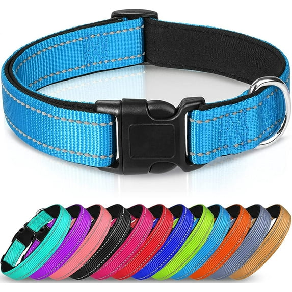 Reflective Dog Collar, 11 Colors,Soft Neoprene Padded Breathable Nylon Pet Collar Adjustable for Small Medium Large Extra Large Dogs,4 Sizes